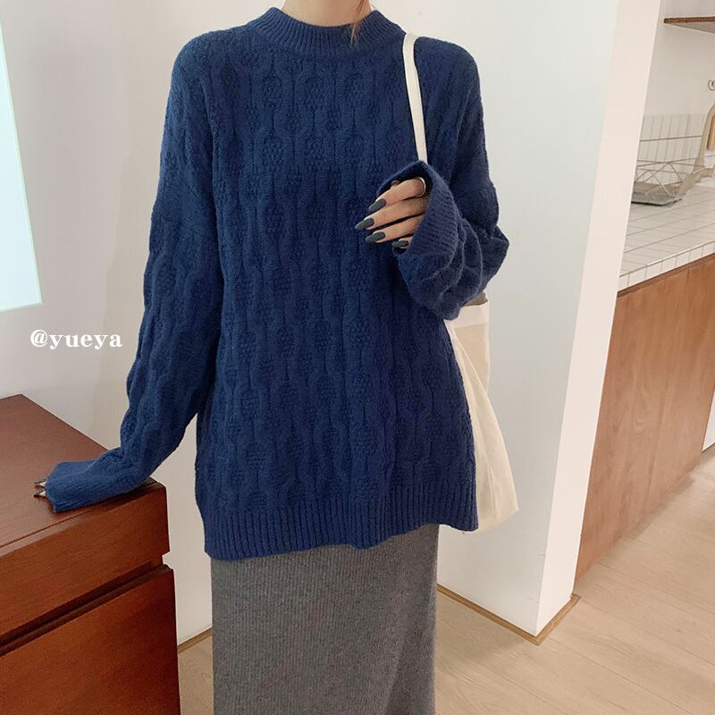 ルーズプルオーバー 長袖スリーブセーター ロング オータム 秋物 ウィンター 冬物 クレセントシティ55415506234