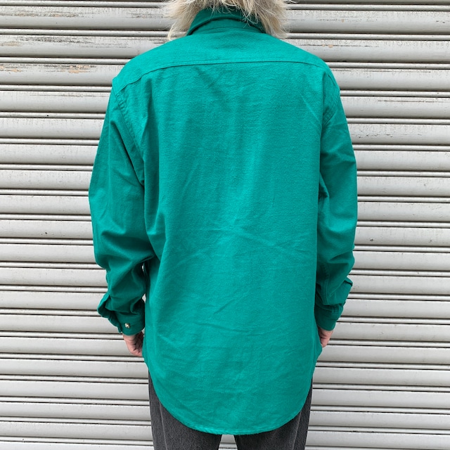 90s USA製 セントジョンズベイ シャモアクロスシャツ グリーン L