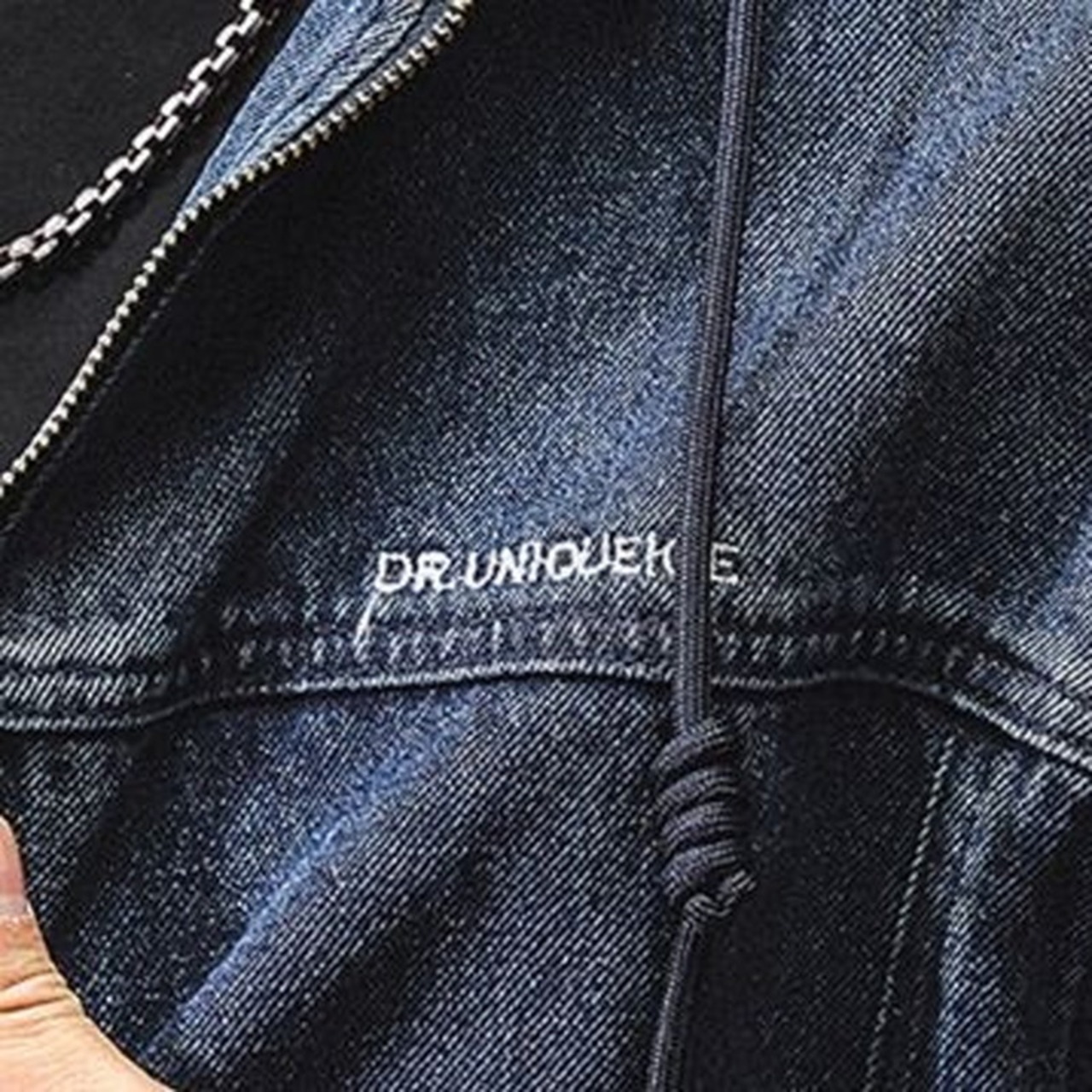 Hooded Zip-Up Hip-Length Denim Jacket ◇H0836