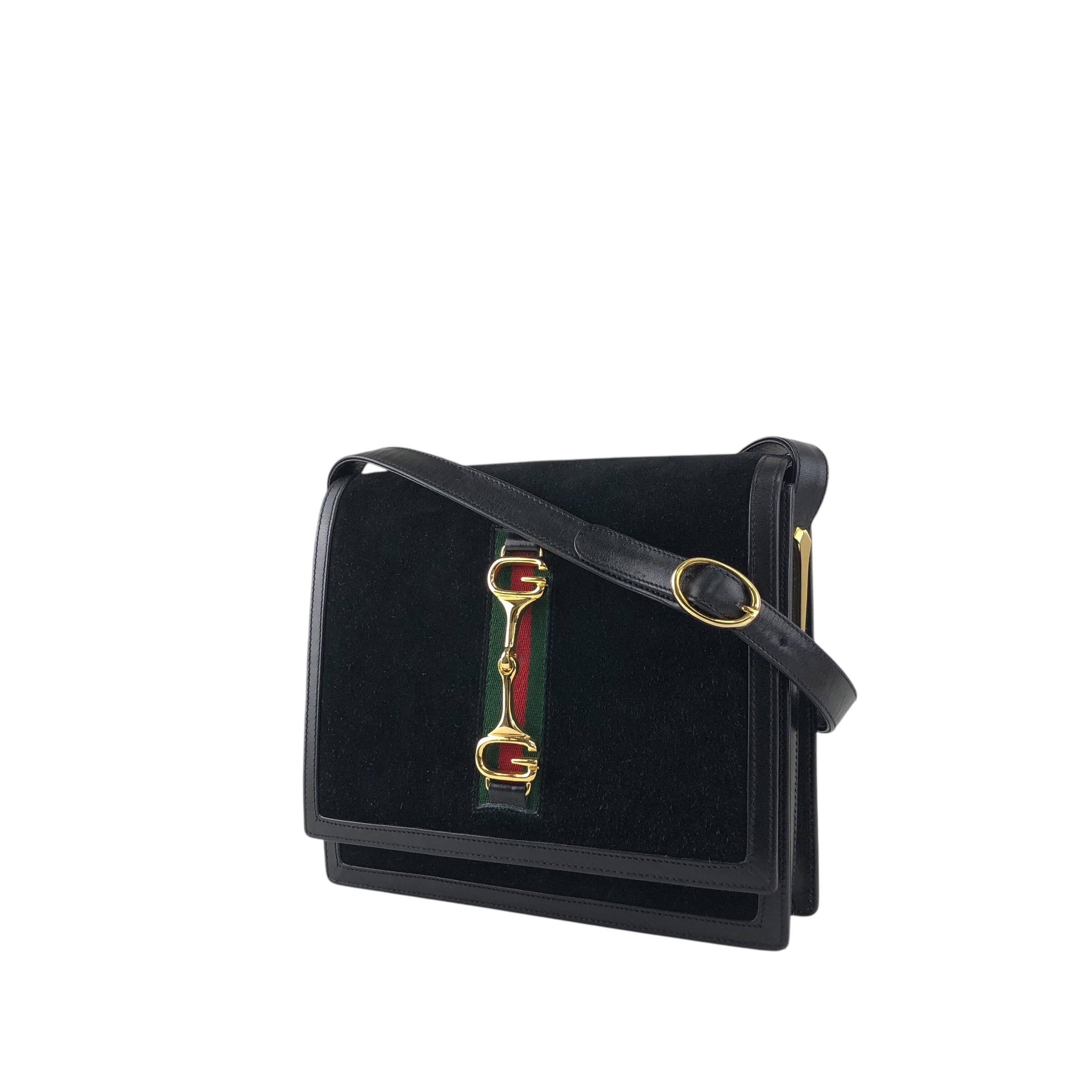 GUCCI グッチ シェリーライン ショルダーバッグ ブラック ホースビット