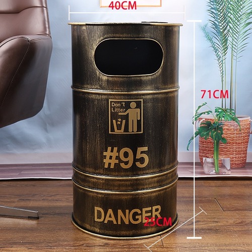 ゴミ箱 おしゃれ アメリカンレトロ ドラム缶 半円 ダストボックス ダストビン 5L インテリア アメリカン雑貨 ヴィンテージ ブリキ レッド ブロンズ