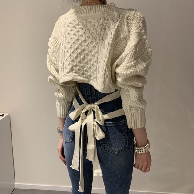 【予約販売】ニット レディース ショート丈 バック リボン バックコンシャス セクシー&キュート 秋 冬 ホワイト ブラック