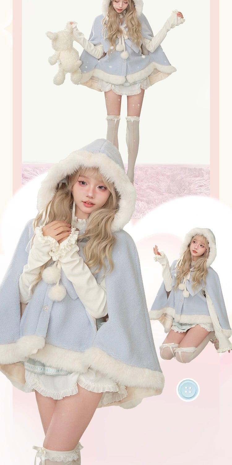 ポンチョ】水色 ガーリー アウター カーディガン ジャケット コート