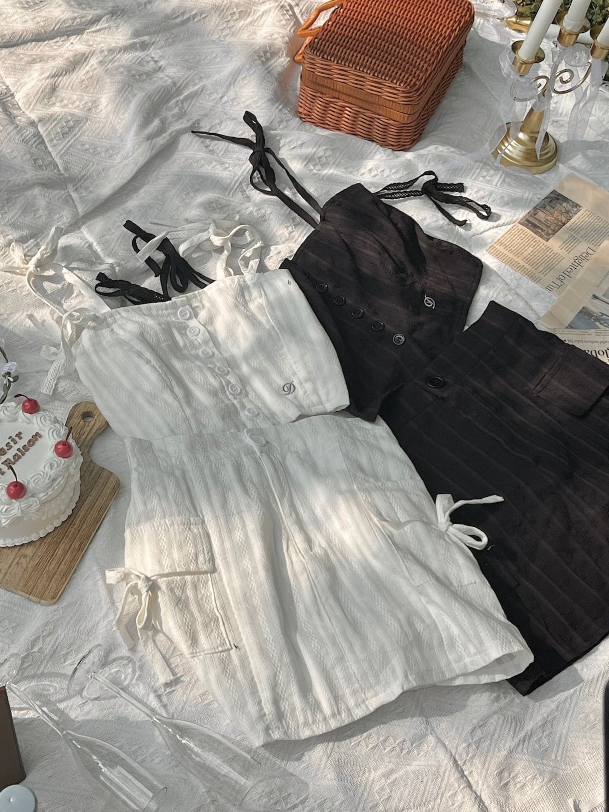 cotton lace ribbon cami setup