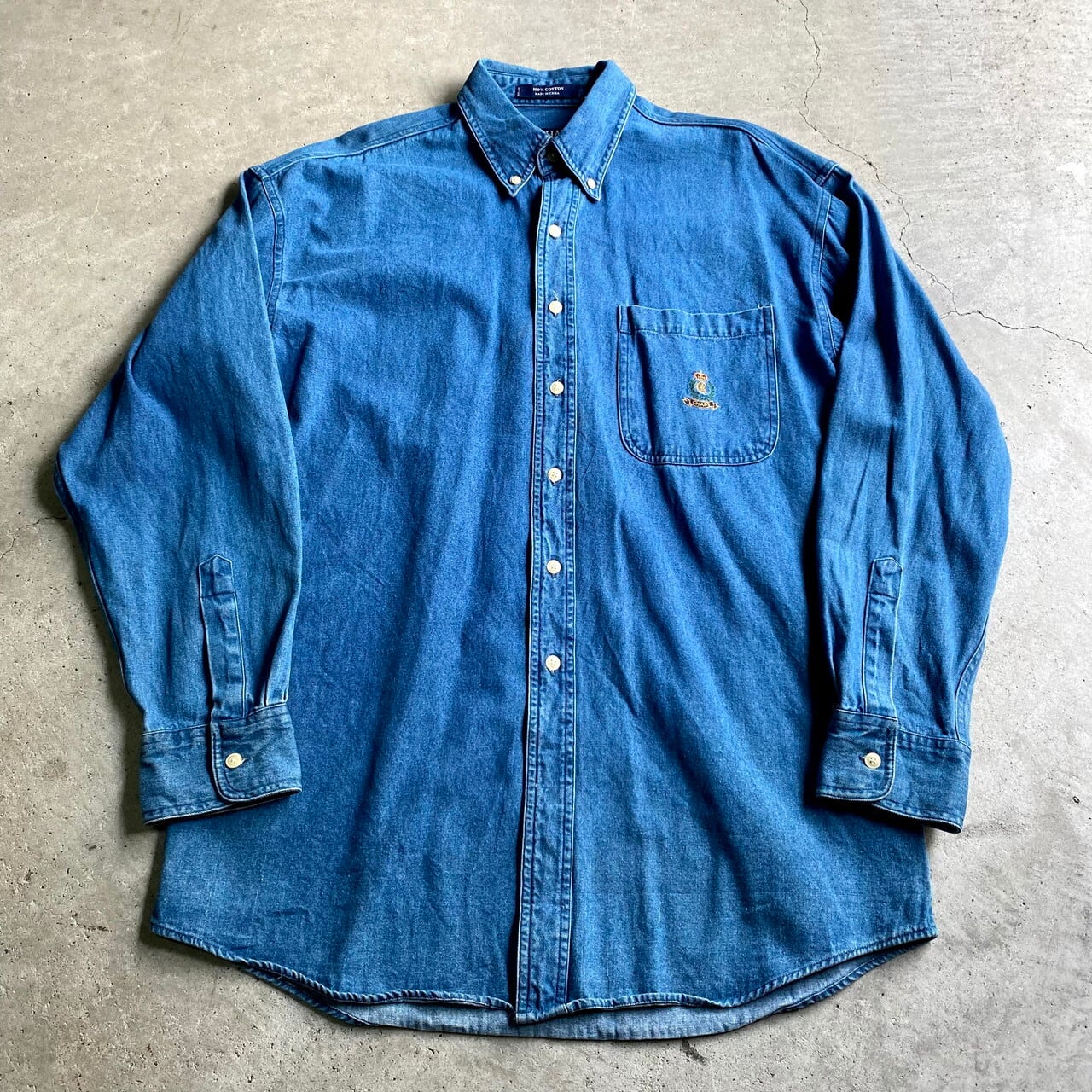 90年代 CHAPS Ralph Lauren チャップス ラルフローレン 長袖 デニムシャツ メンズM 古着 90s ボタンダウンシャツ  B.Dシャツ 【長袖シャツ】【CS2301-40】 | cave 古着屋【公式】古着通販サイト