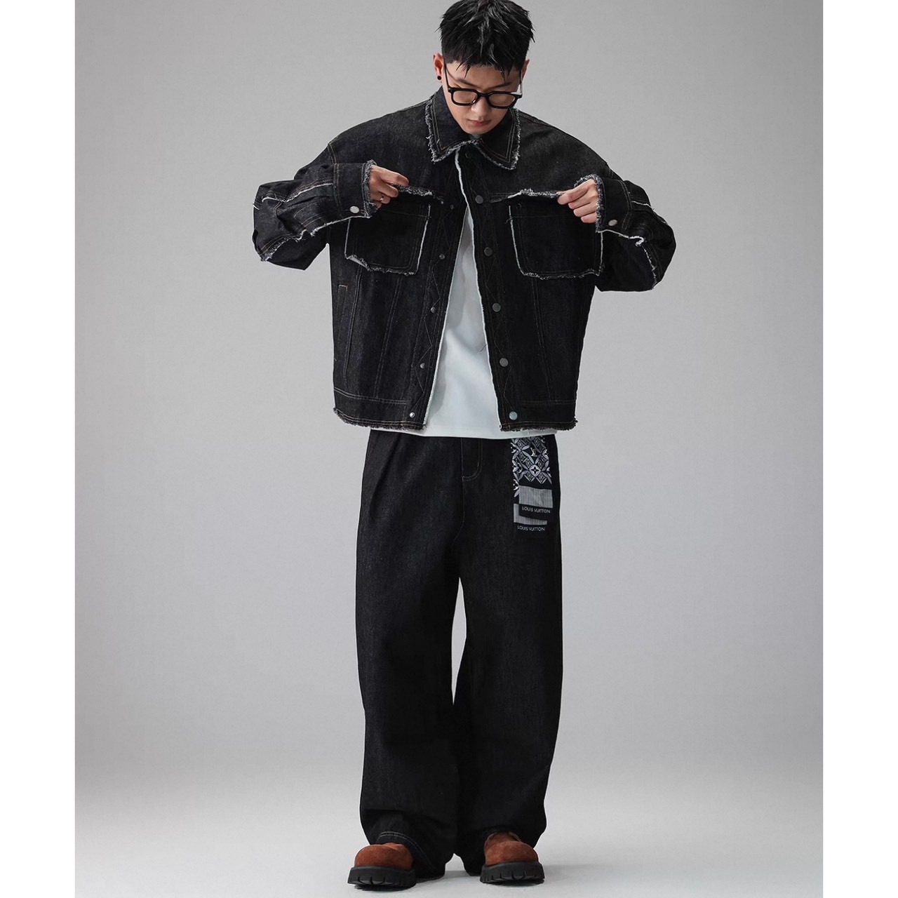 Wide silhouette denim easy pants 1242 - 8