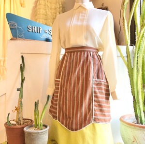 VINTAGE brown stripe cotton apron