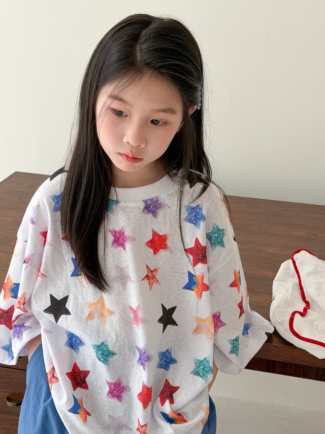 【KID】カラフルハッピースター総柄半袖Tシャツ - 7