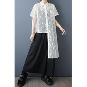 アシンメトリーヘム シアー シャツ  30196