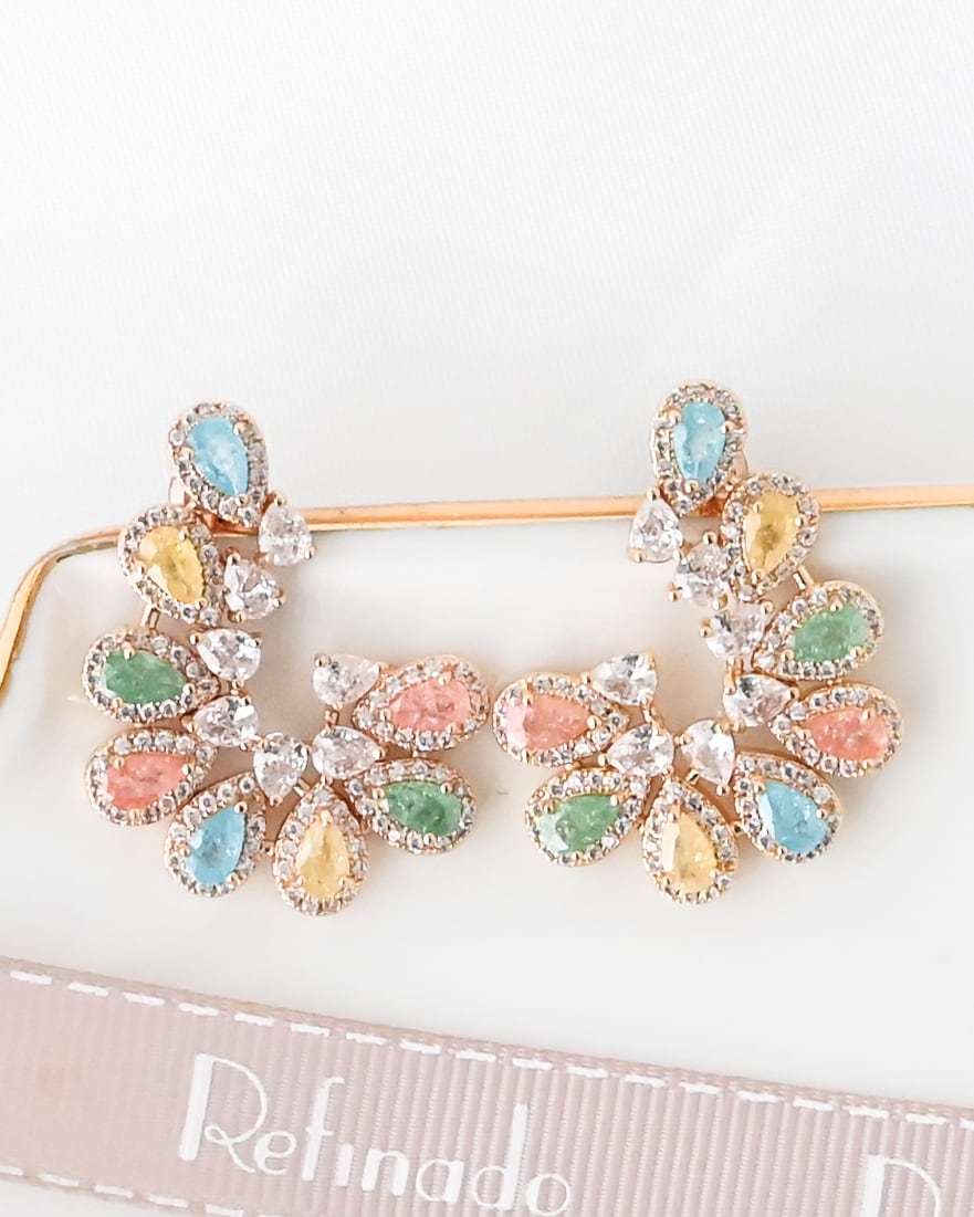 マルチカラービジュー フラワー ピアス【AE2604-12】