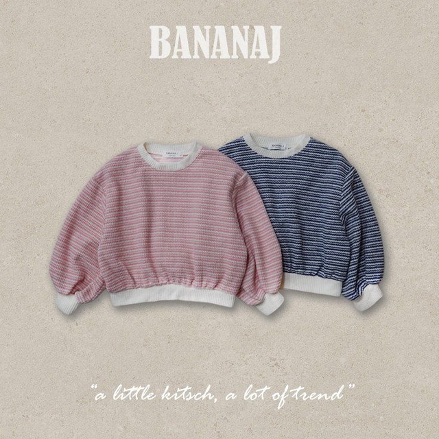 【取寄】bananaj｜knit border mtm｜ニットダンガラスウェット｜XS-JS｜kids&jr｜26 autumn