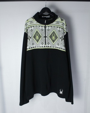 【Caka BLACK】“SPYDER” Switching Design Loose Half Zip Pullover