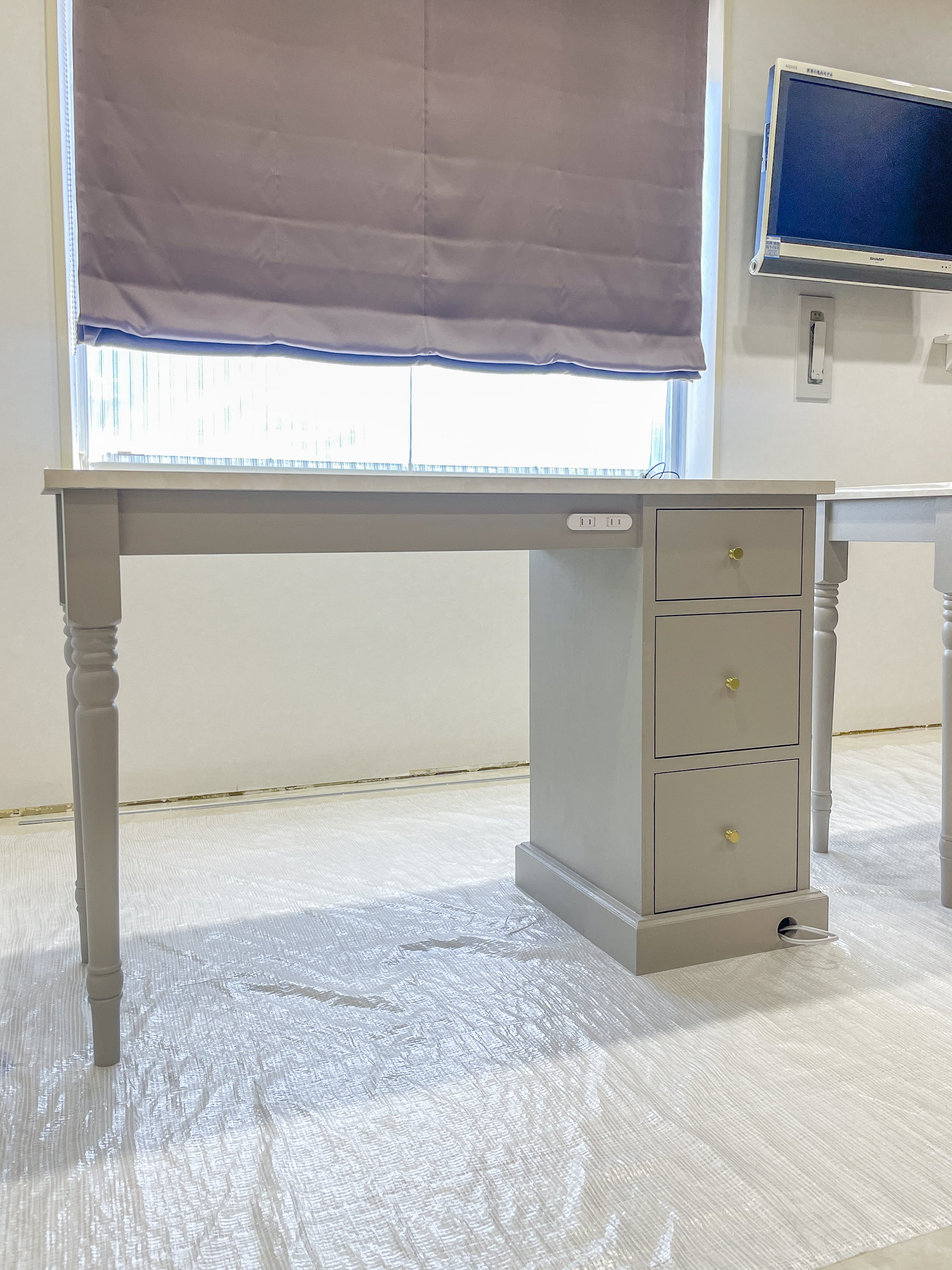 引出し付きネイルテーブル大理石1150 （ネイルデスク・オーダー