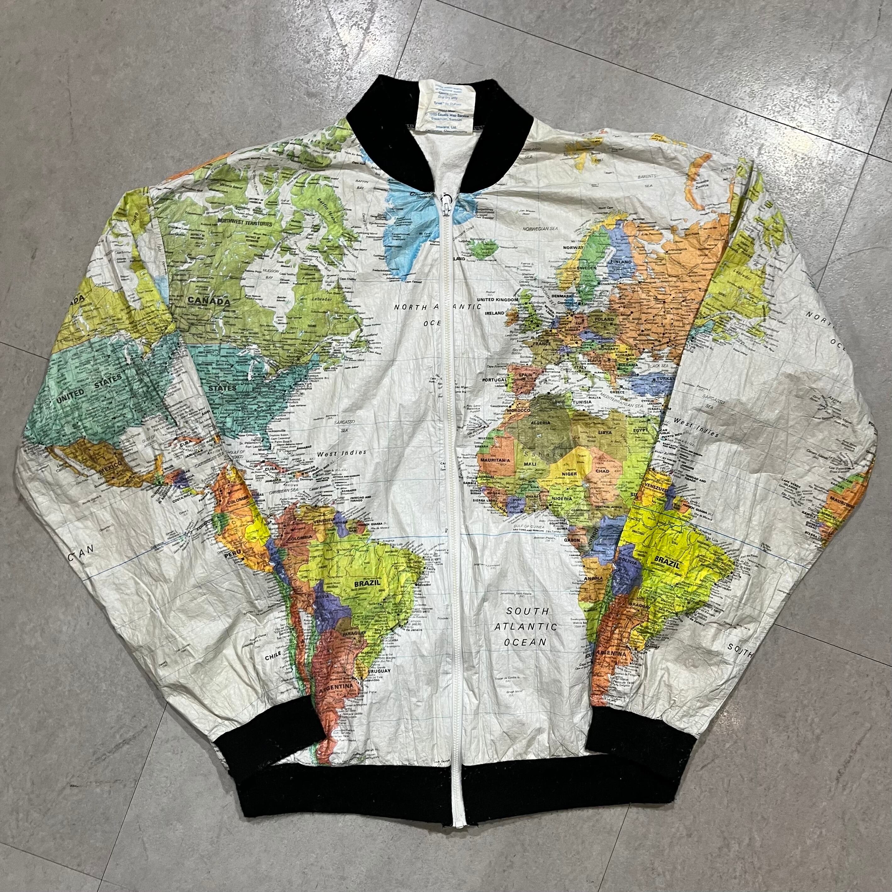 90年代〜 USA製 size : L【 WEARIN THE WORLD 】ウェアリン・ザ・ワールド ペーパージャケット ジャケット 世界地図柄  カートコバーン 古着 古着屋 高円寺 ビンテージ