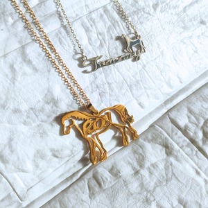 【受注生産】【2】Naned horse necklace 名前入り馬チャームネックレス