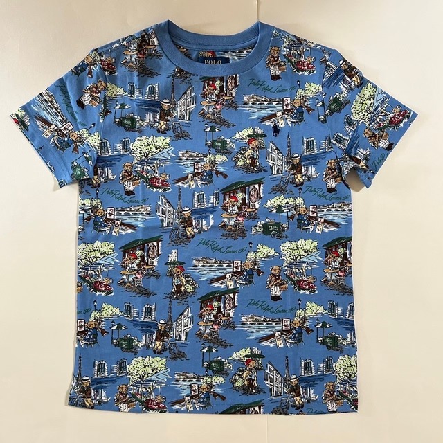 【160/170cm】大人もOK キッズ（男の子）ベア　半袖Tシャツ
