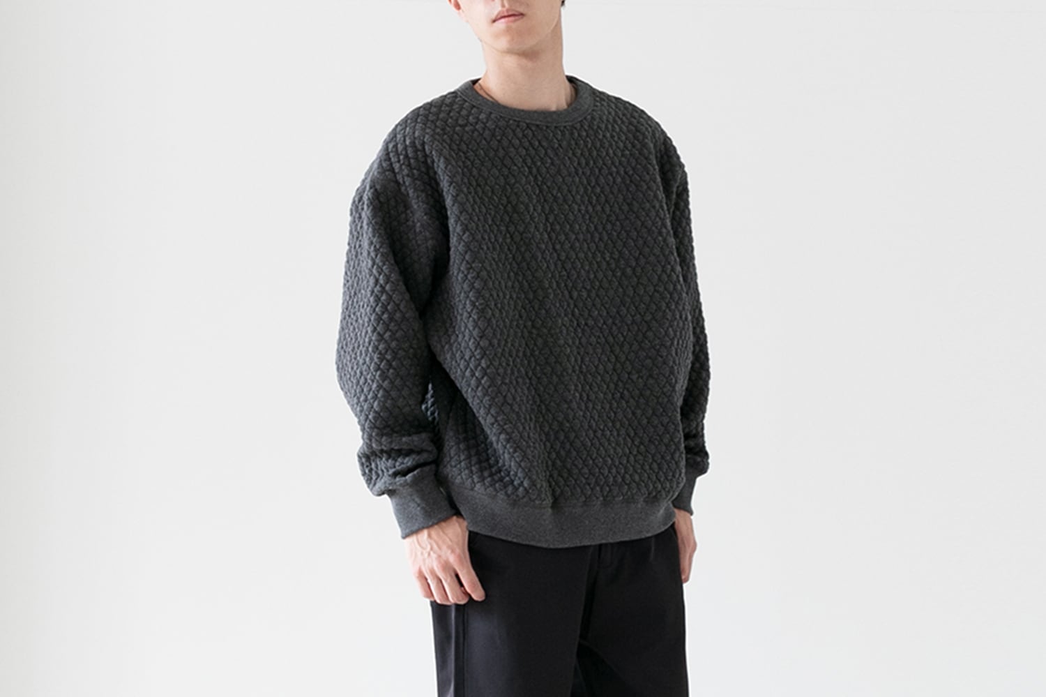 キルティングカットソー - クルーネックプルオーバー
