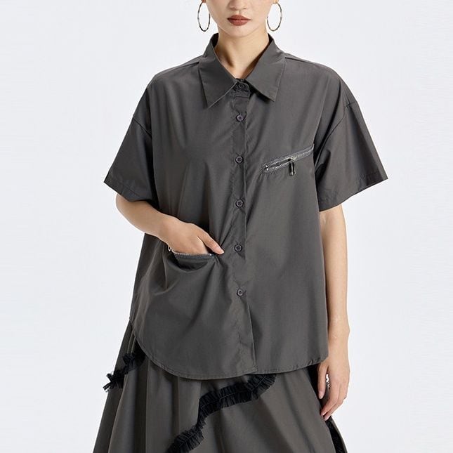 UTILITY ZIPPER POCKET SHORT SLEEVE SHIRT M-17940