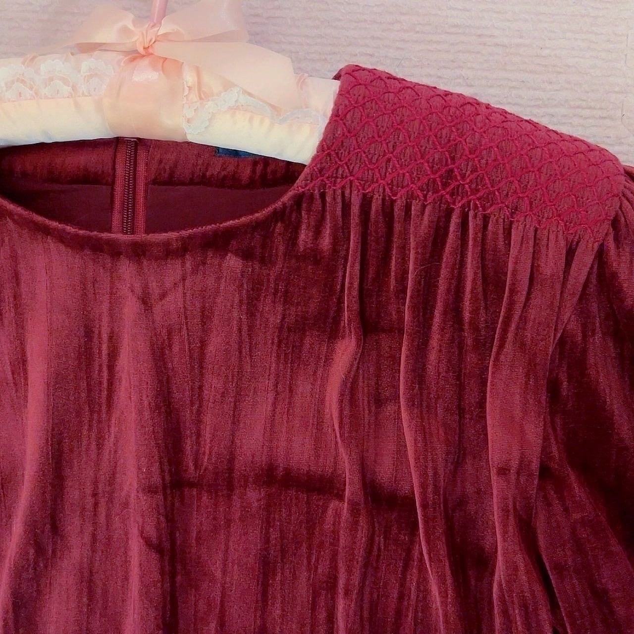 bordeaux velours wrinkle one-piece