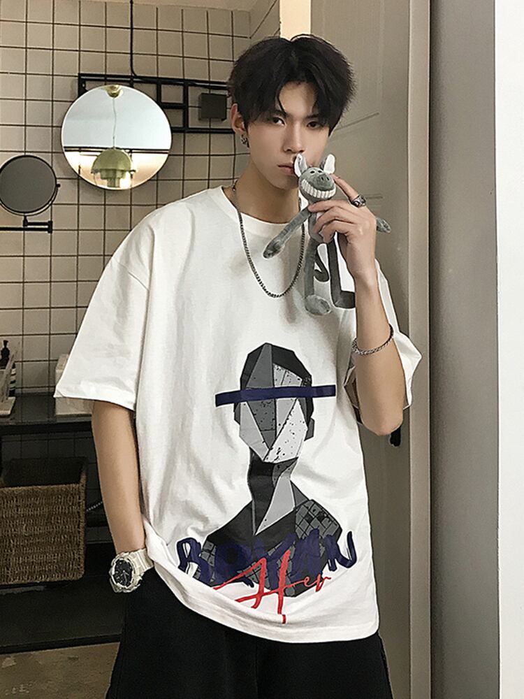 全2色 Tシャツ カットソー プリント カジュアル シンプル
