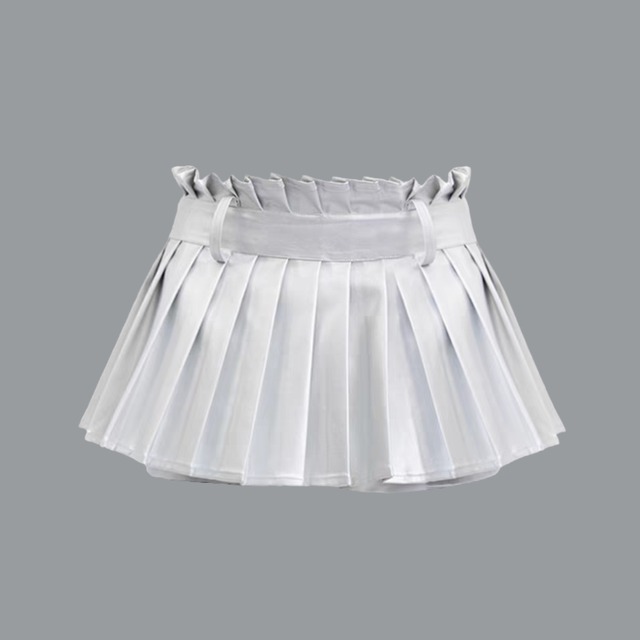 fake mini skirt メタリックショートパンツ (kai0262)