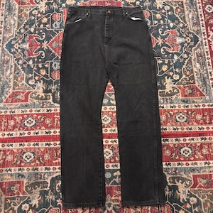 90s Wrangler USA製 ラングラー ブラックデニム W38 L36 W96cm ジップフライ ヴィンテージ 黒 アメカジ ワーク US ストレート 80s