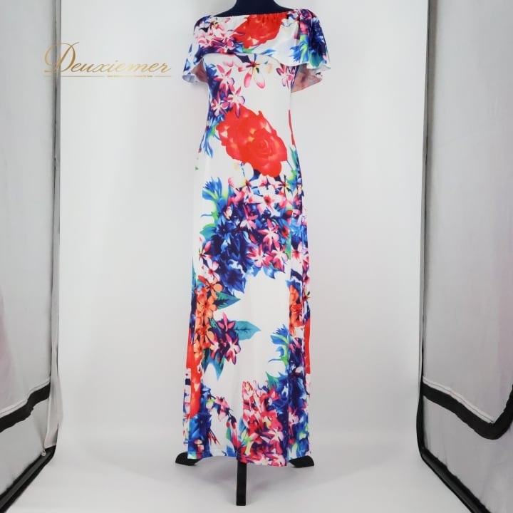 フラダンス用カラフルロングドレス Mamoマモグリーンハワイアンロング