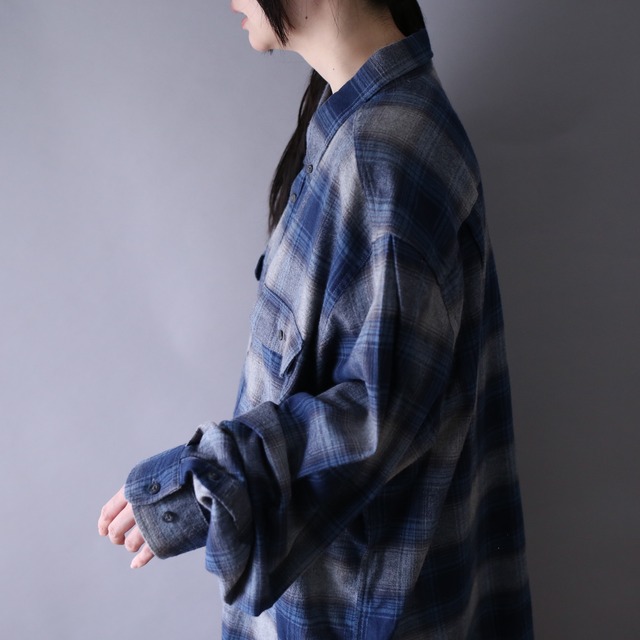 XXXLT super over silhouette good coloring shadow check shirt