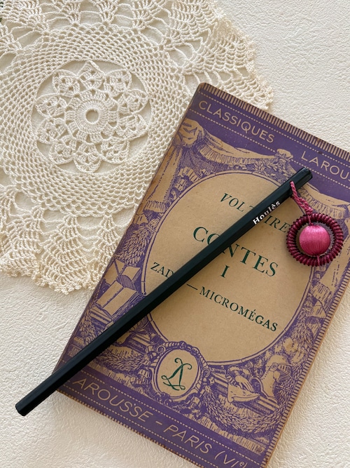 フランス HOULES ウレス社 タッセル付き鉛筆 トゥイギー レッド系  廃盤 文具 インテリア小物 撮影小物 デッドストック