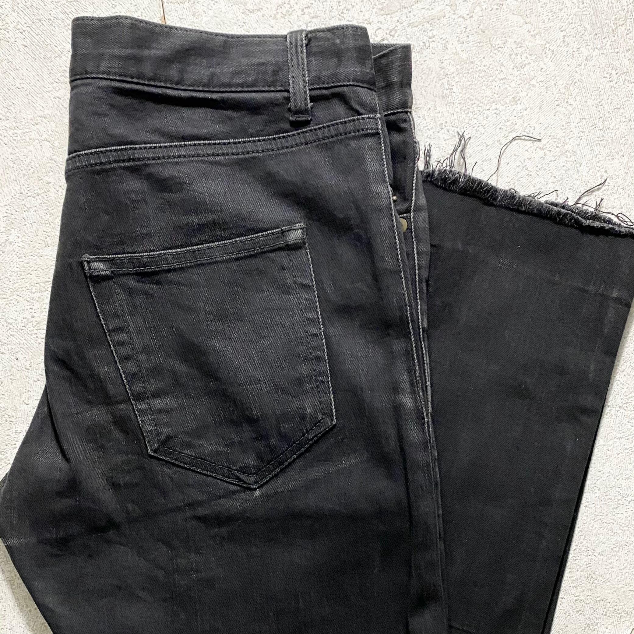 SAINT LAURENT PARIS black denim skinny pants designed by Hedi 