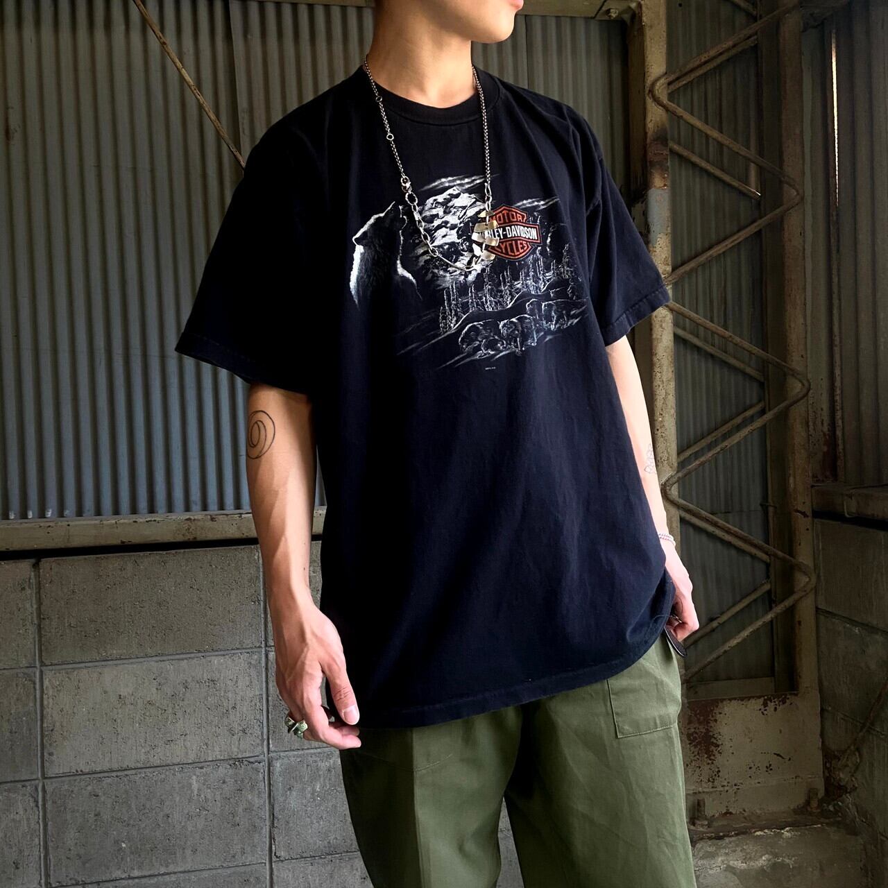 ハーレーダビッドソン　両面プリント　Tシャツ　半袖　黒　サイズXL