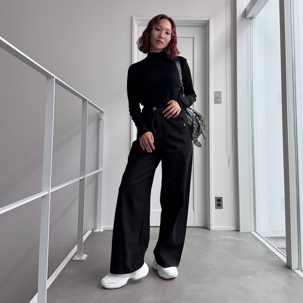 フロントダブルハイネックシアーPO/ブラック