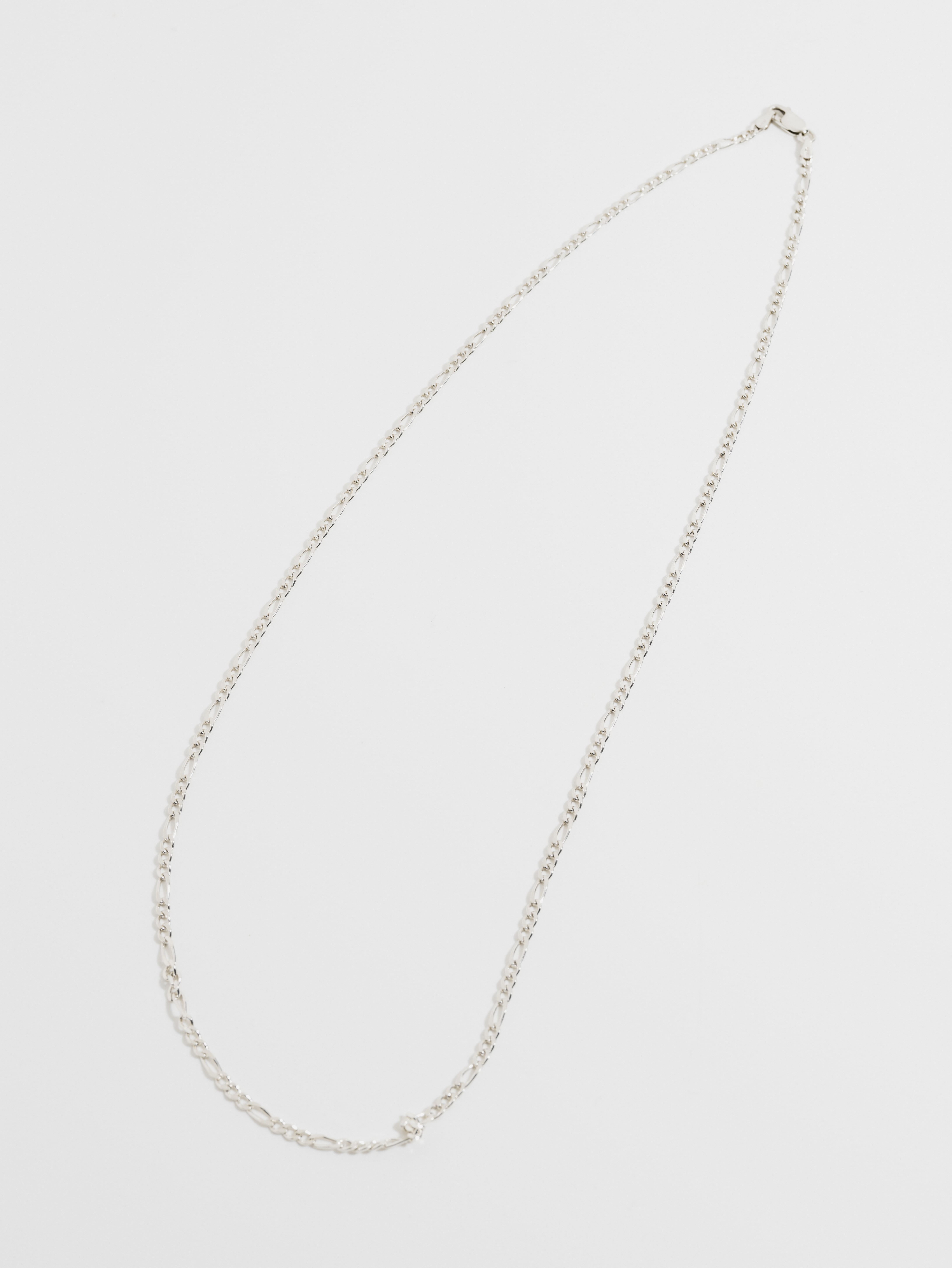 Vintage italian sterling silver figaro chain large necklace