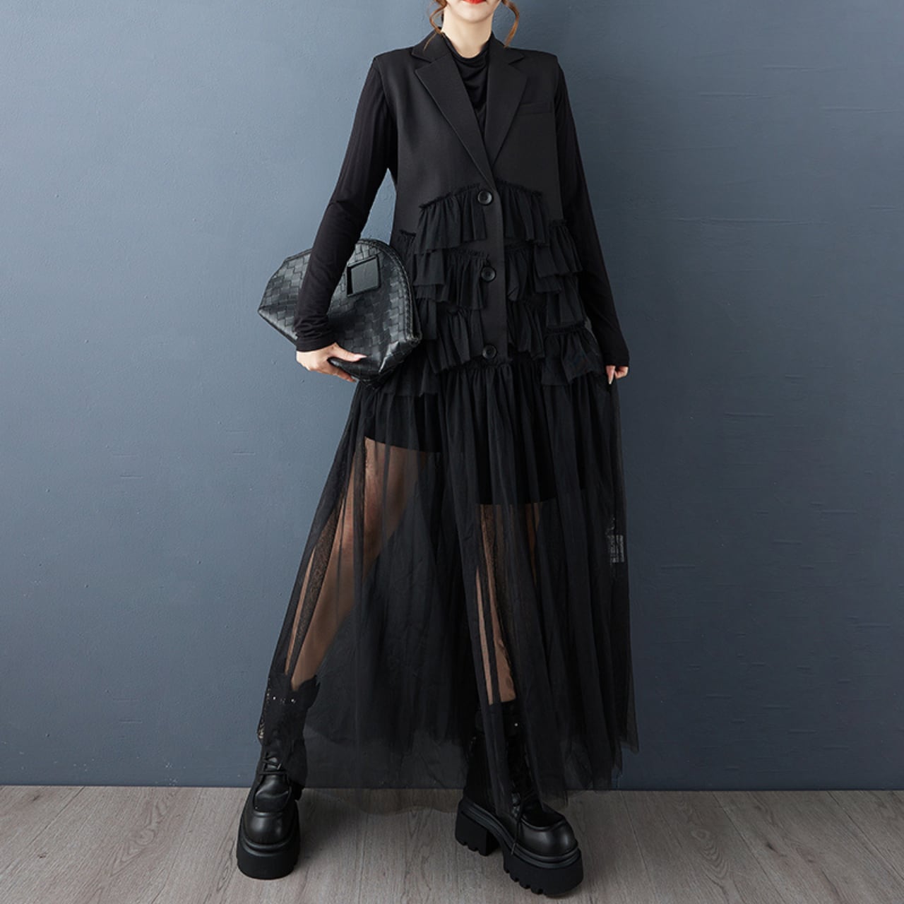 Frill Midi Sleeveless Onepierce L00678