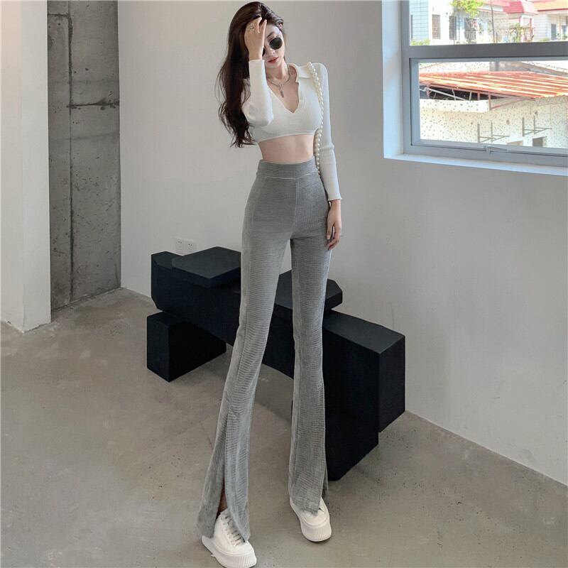 スタイルパンツ カジュアルオータムハイウェスト薄手 レッド ストリート 秋物 ガールズファッション98070527913