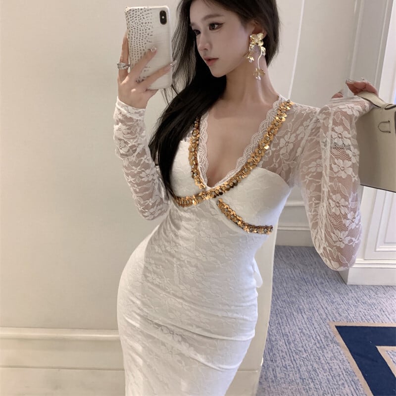 【dress】レースマーメイドワンピース M27819