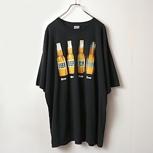 Beer ビール アルコールチェック デザイン Tシャツ 古着 used