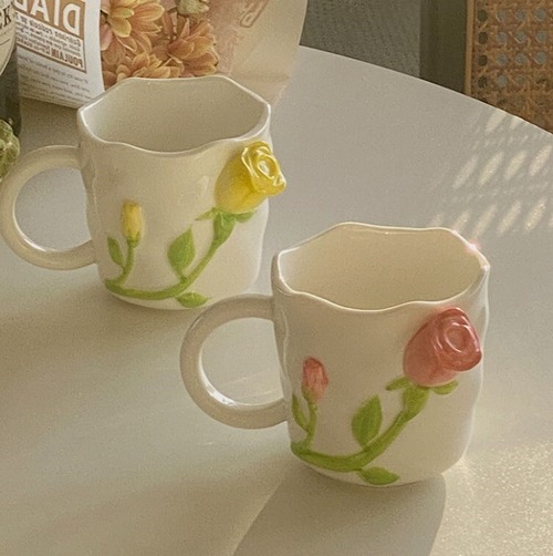 【お取り寄せ】★2色★ コーヒーカップ 韓国風 ins風 可愛い 陶器 マグカップ