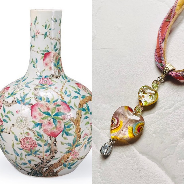 ダブルハートピンクネックレス