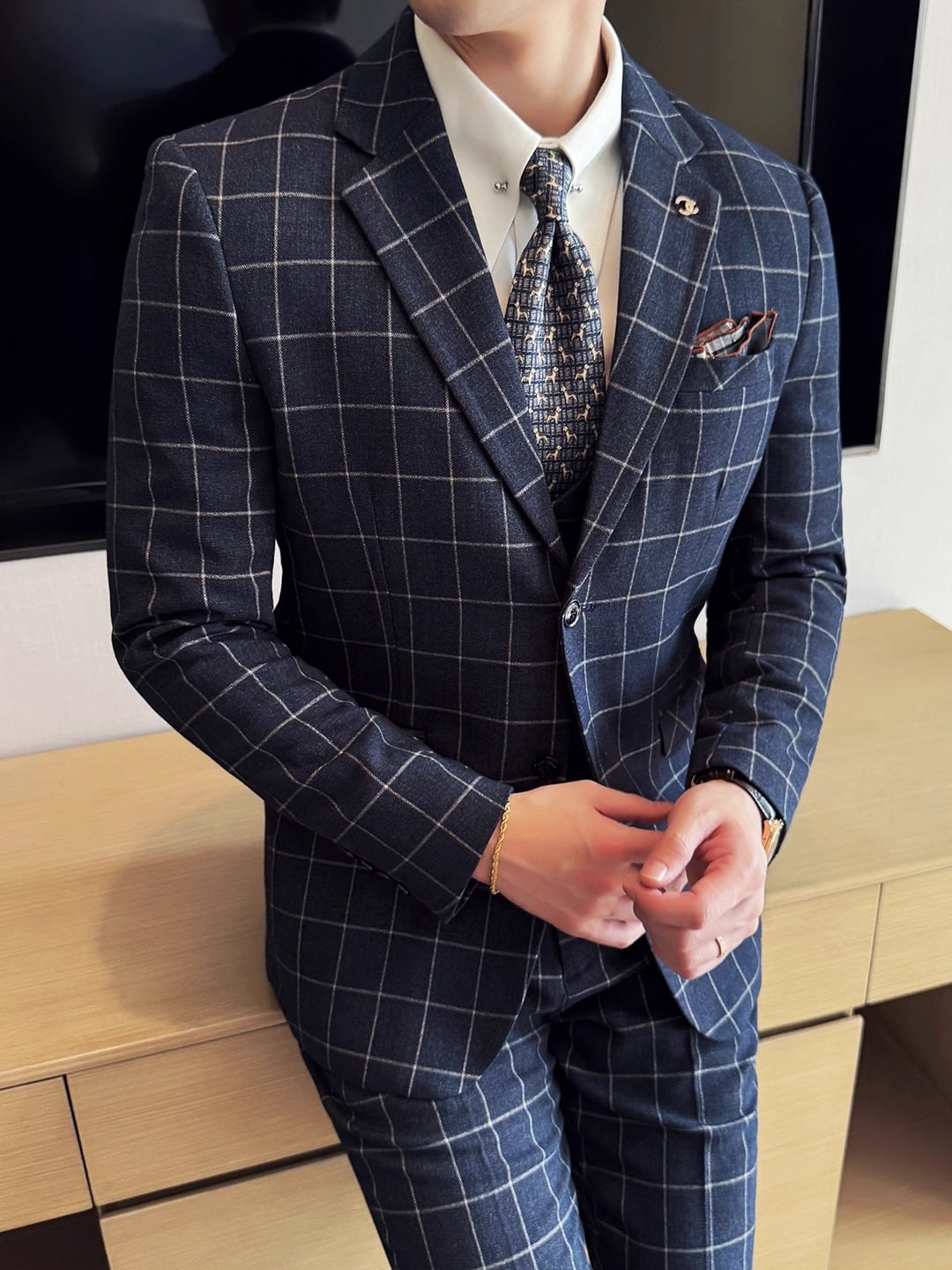 クラシックチェック シングルブレストジャケットスーツ 3color SU0260