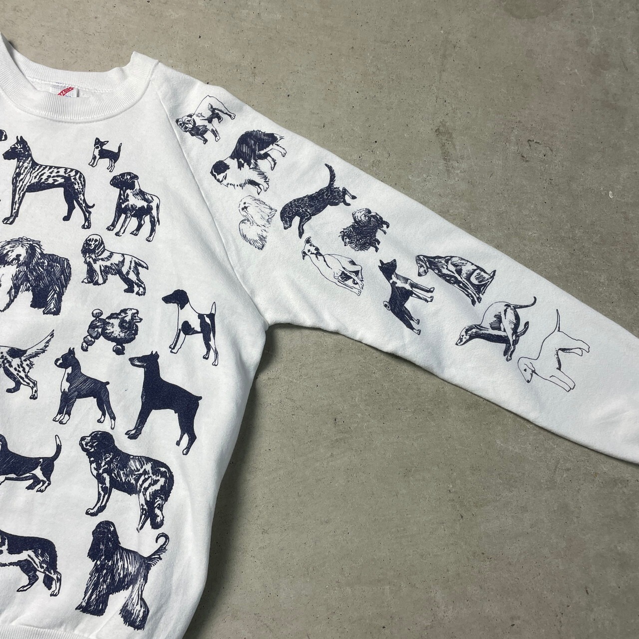 90年代 USA製 MICHIGAN RAG CO. スウェットシャツ 犬柄 総柄プリント 