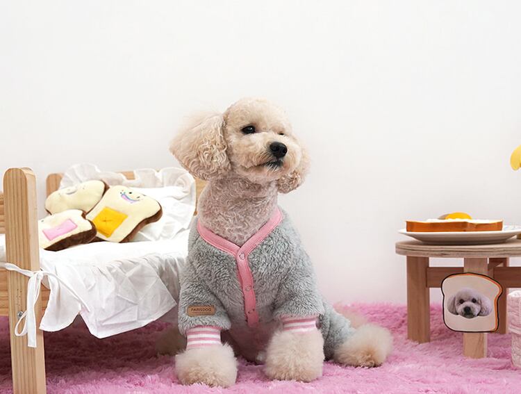 morning button all-in one S ~ 2XL 2color  /  犬服 秋冬 新作 もこもこ 可愛い 犬の服 ドッグウェア フリース オールインワン ペット ワンコ服 小型犬 中型犬 猫 ロンパース tsu36