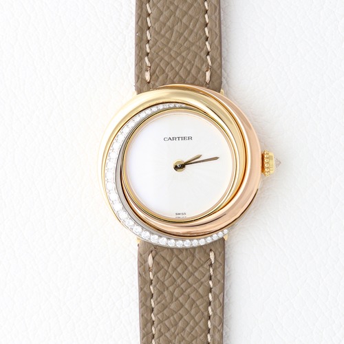 カルティエ ラウンドトリニティ 金無垢 ベゼルダイヤモンド