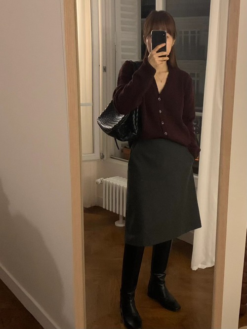 (OUNCE)  est wool medium skirt / 3color