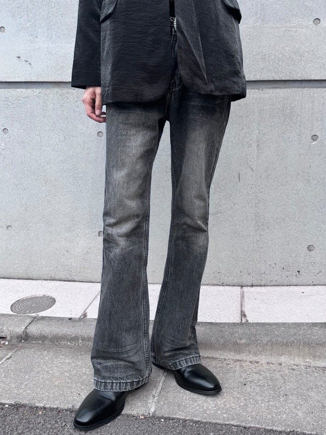 【ALUDE】design shadow fade flare denim