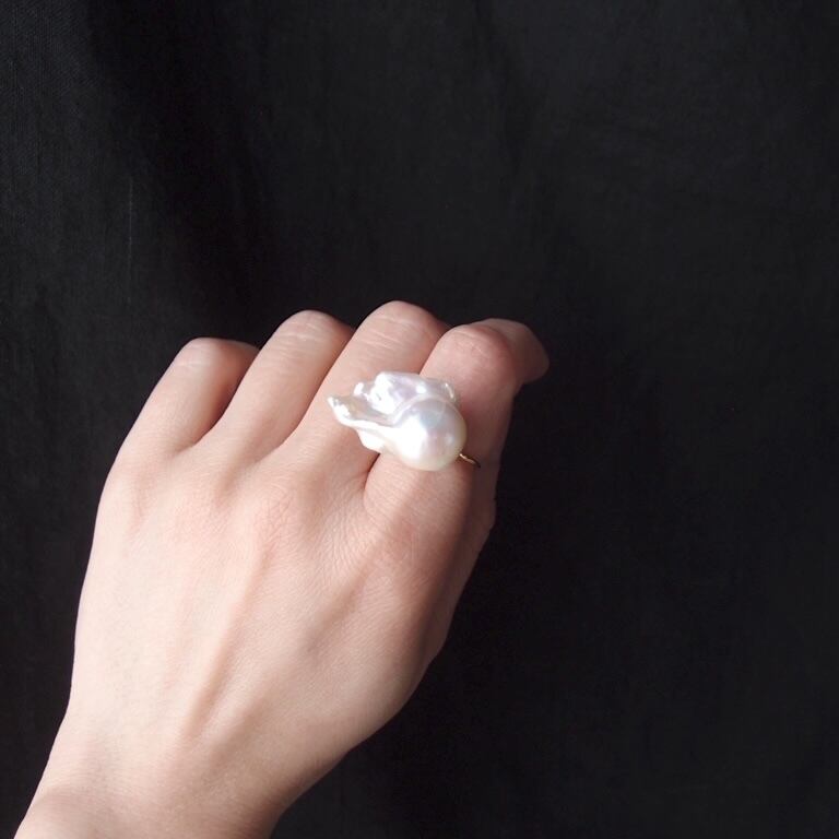 Baroque Pearl Ring【GP】大粒 バロックパール 指輪(11号フリー/Fishtail)
