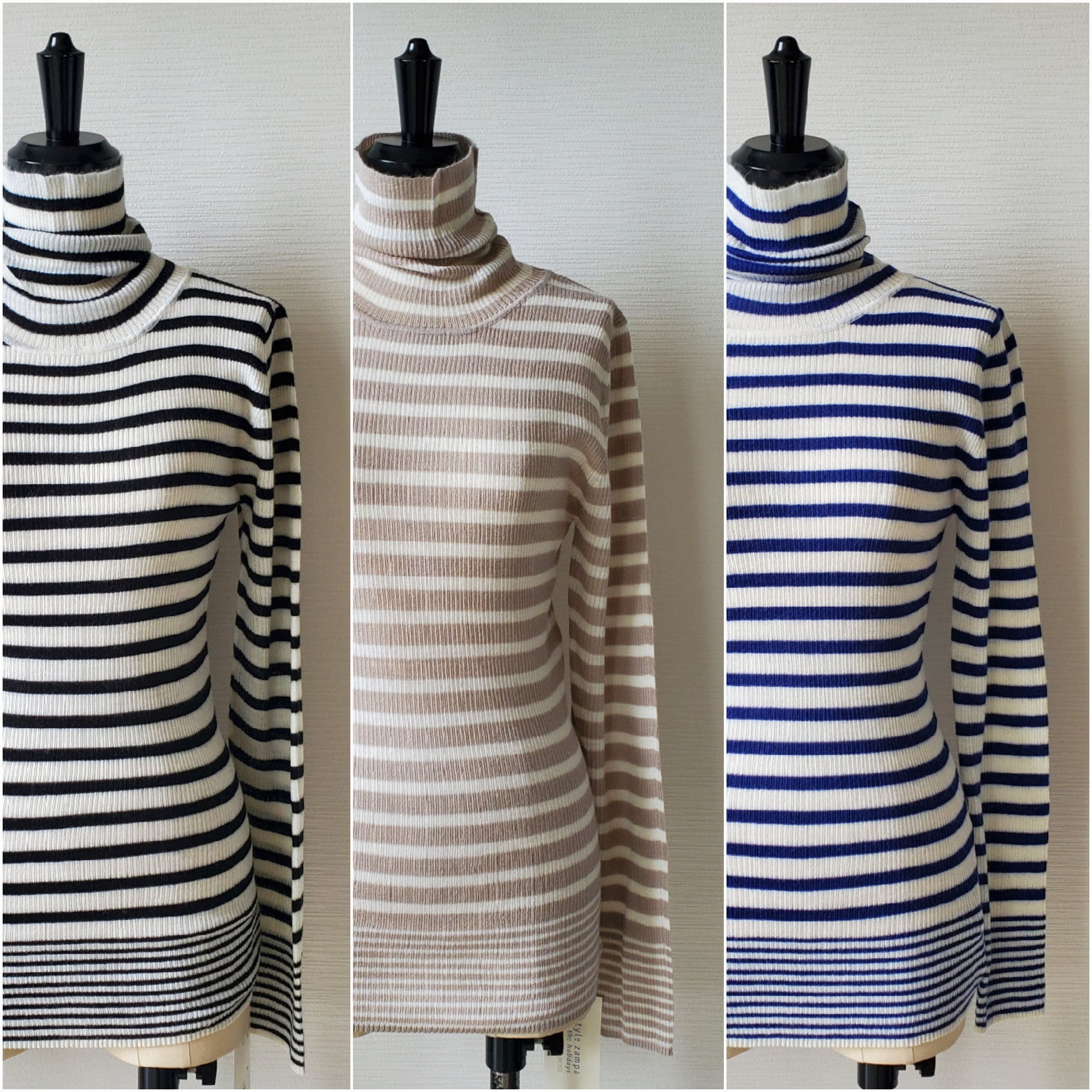 style zampa for the holidays】ボーダータートルネックプルオーバー