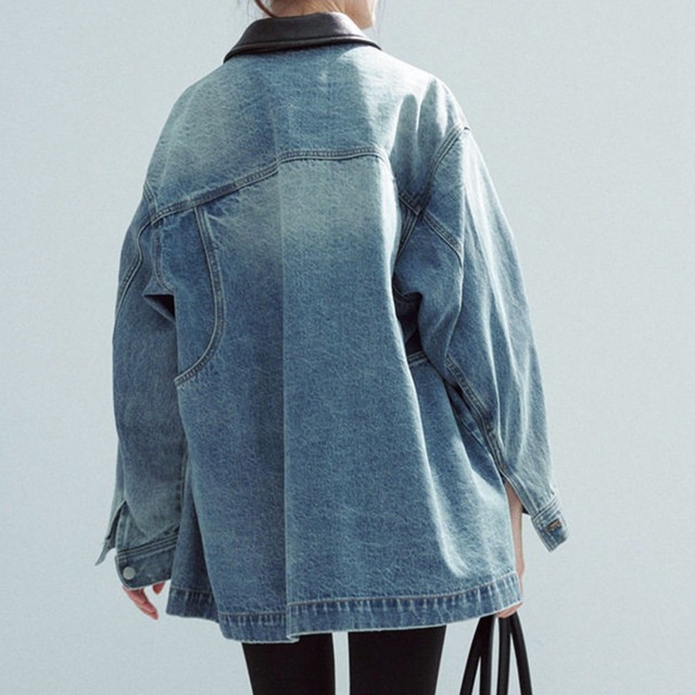 Contrast collar worker denim jacket A00117