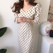 送料無料 ワンピース 春 ワンピース 秋 ワンピース コーデュロイ ロング ワンピース ドット 水玉 ロング ワンピース レディース ロング ロング丈 長袖 韓