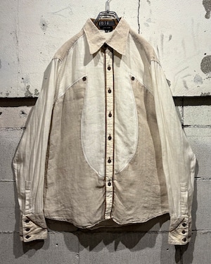 【Caka otto】Switching Design Vintage L/S Linen Western Shirt